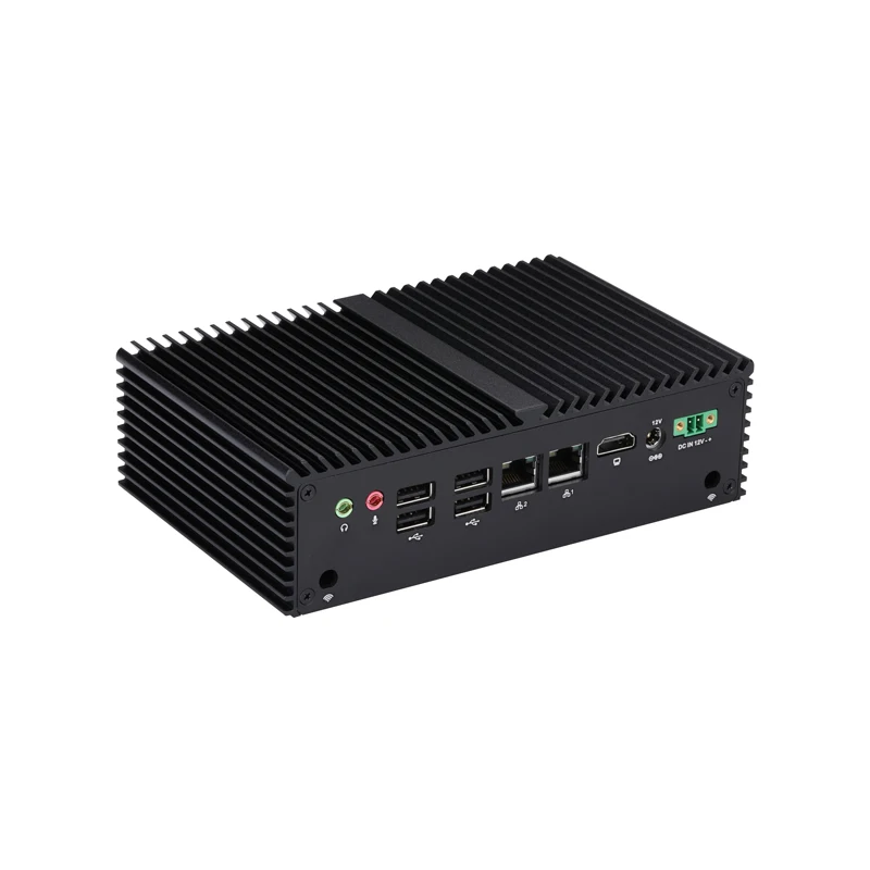 Qotom Fanless Desktop Mini PC J6412 VGA HD 2 USB3.0 6 USB2.0 Dual LAN COM Industrial Computer