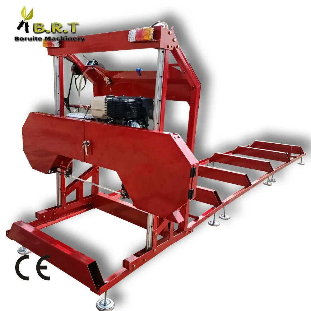 LONCIN Gasoline Engine 27HP Sawmills Portable bandsaw mill with mobile wheels \/ log cutting sawmill