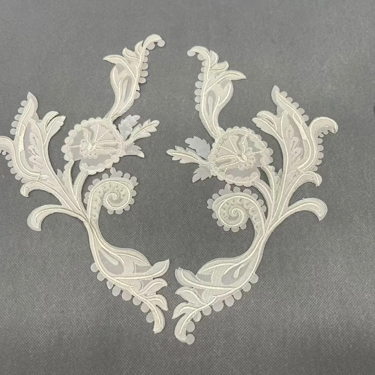 ZSY Custom flower Shape accessories Applique guipure Lace Fabric Pair Patch For DIY