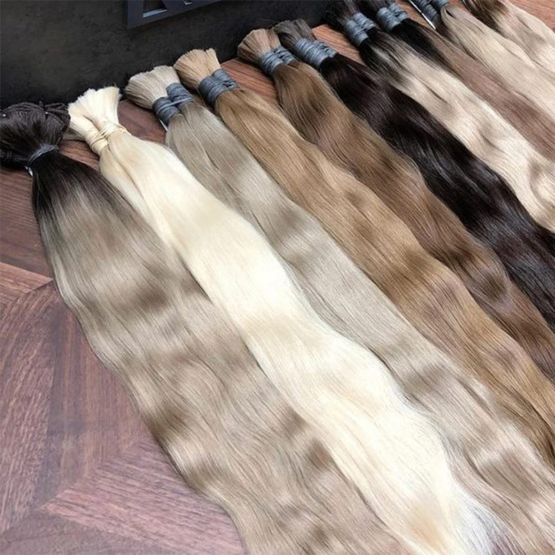 100% No Weft Human Hair For Braiding Machine Made Remy Straight No Weft Bundles Natural Braiding Hair Extensions
