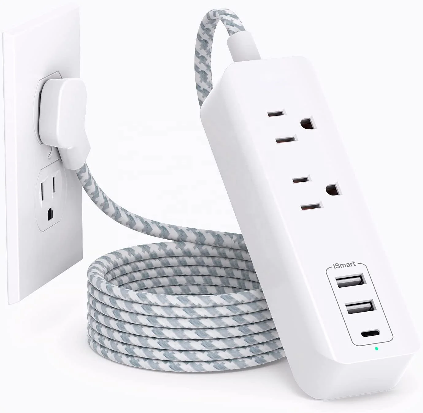 CETL Approve power Strip with USB - 2 Outlets 3 USB Ports,  portable travel adapters with 3Ft Braided Extension Cord