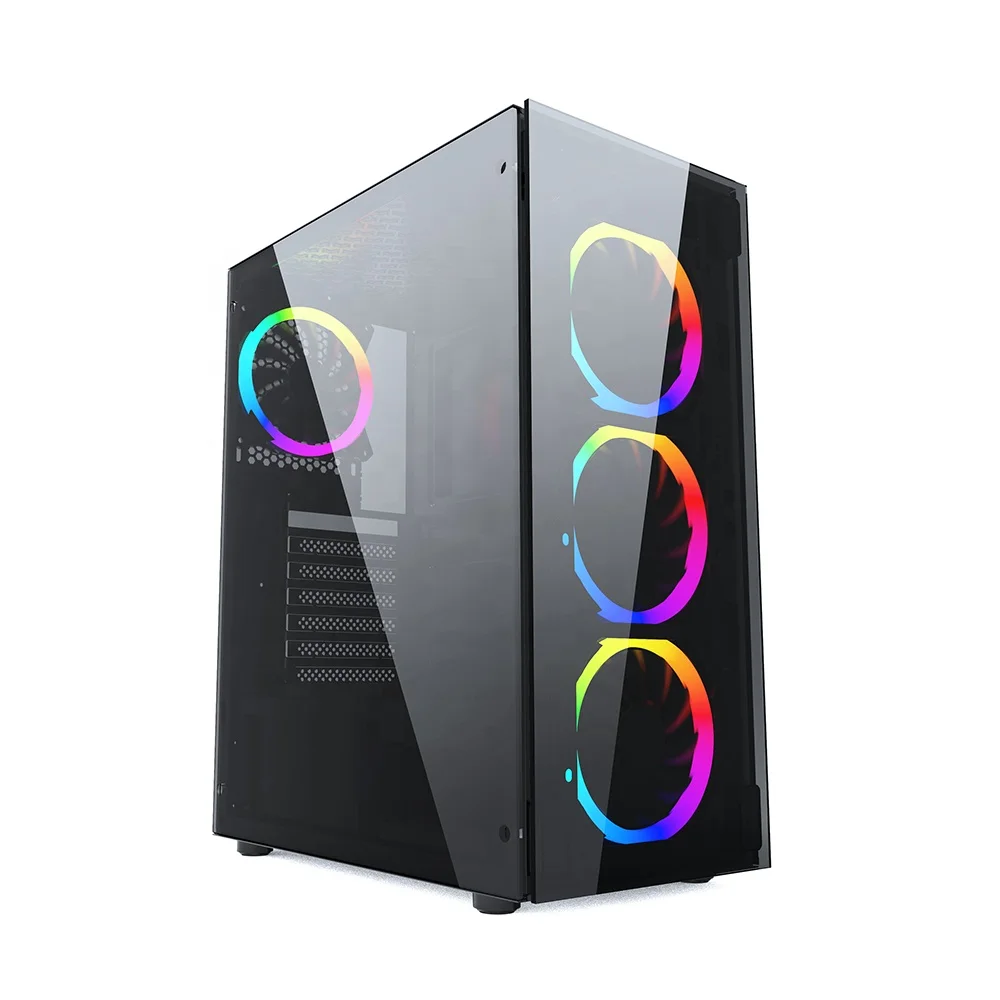  Лидер продаж игровой компьютерный чехол с полным стеклом ATX средней башни для