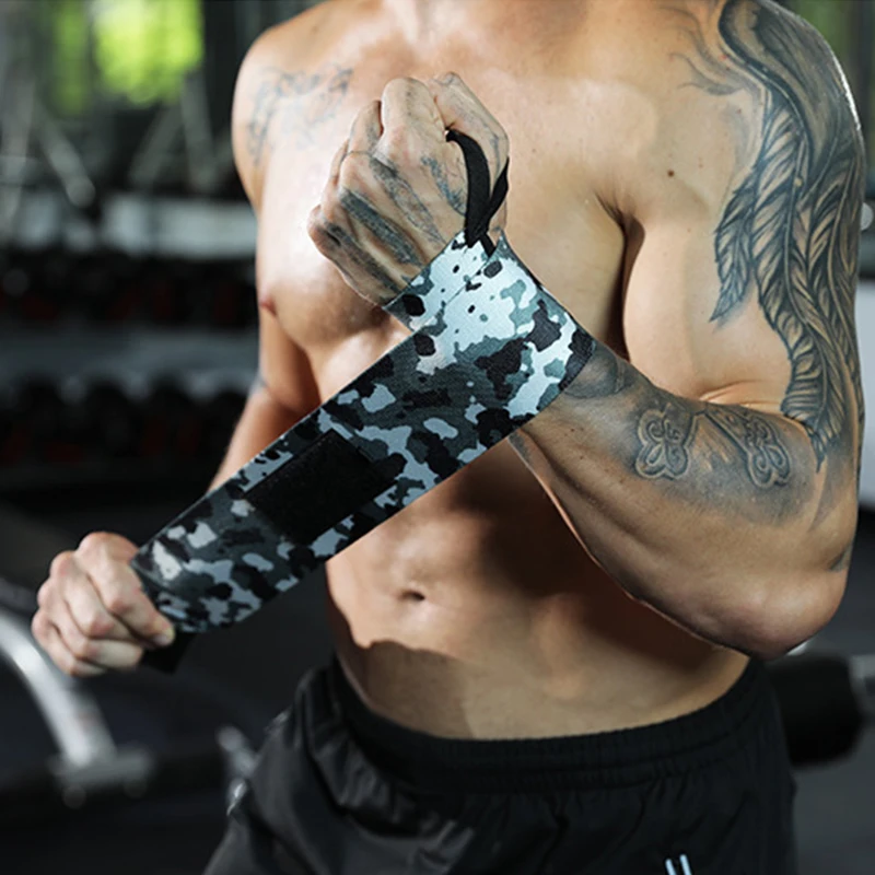 MKAS Newest Customize wrist wraps sweat embroiding Camouflage Performance Support Wrist Wraps Camo