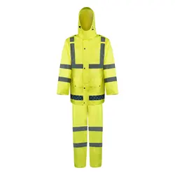 Greatland Wholesale Mens Waterproof Rainwear hi vis reflective PU Waterproof Working Rain Suits