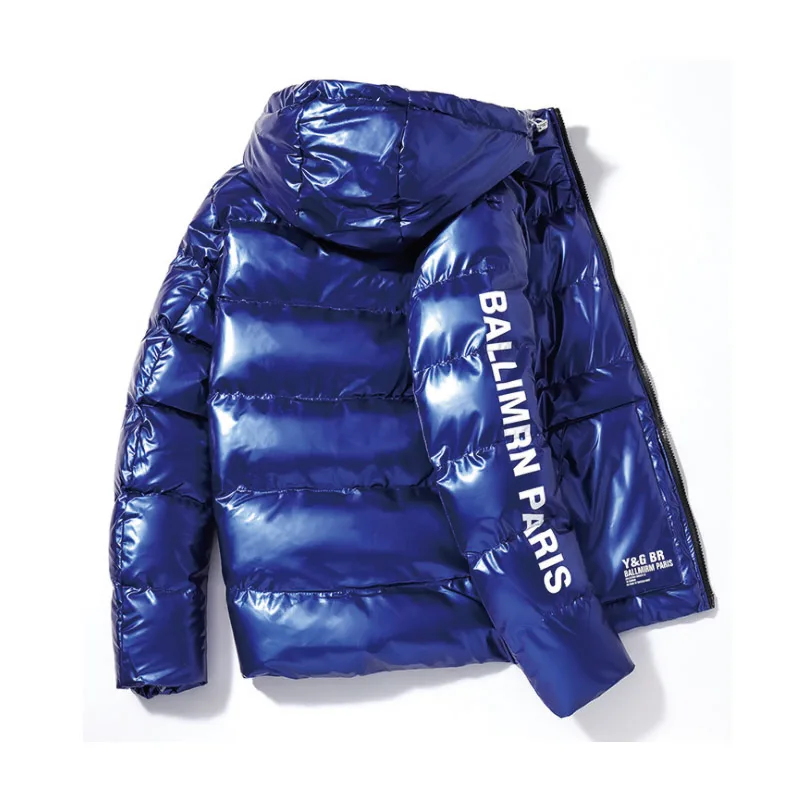 Модная дизайнерская зимняя мужская куртка-пуховик с индивидуальным логотипом, уличная блестящая пузырьковая куртка