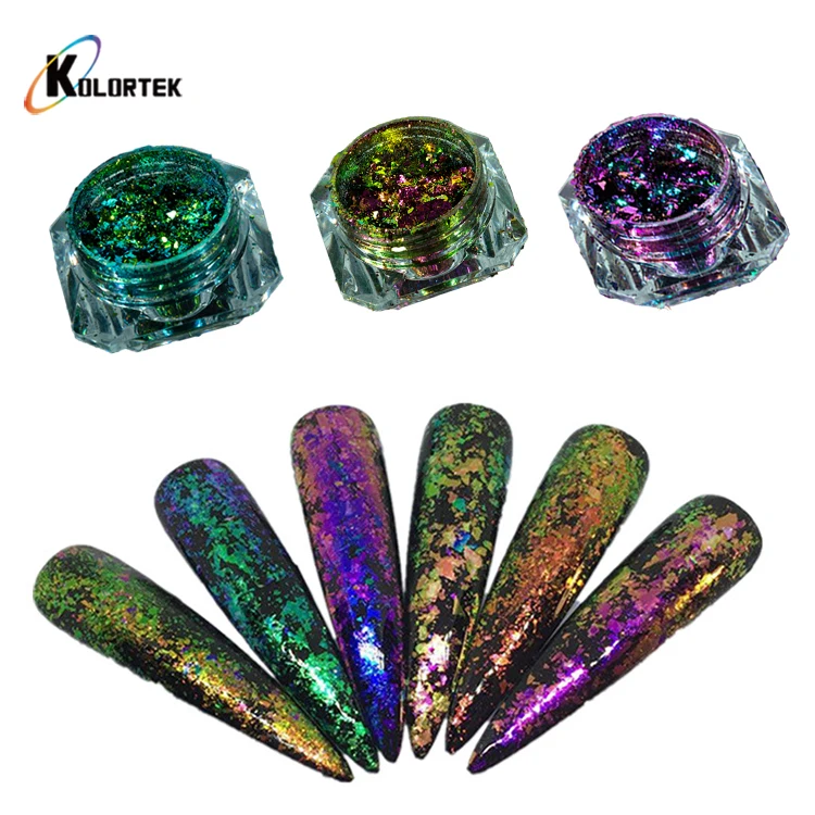 Cosmetic chameleon flakes color shifting effect nail chrome flakes,Chameleon holographic flakes