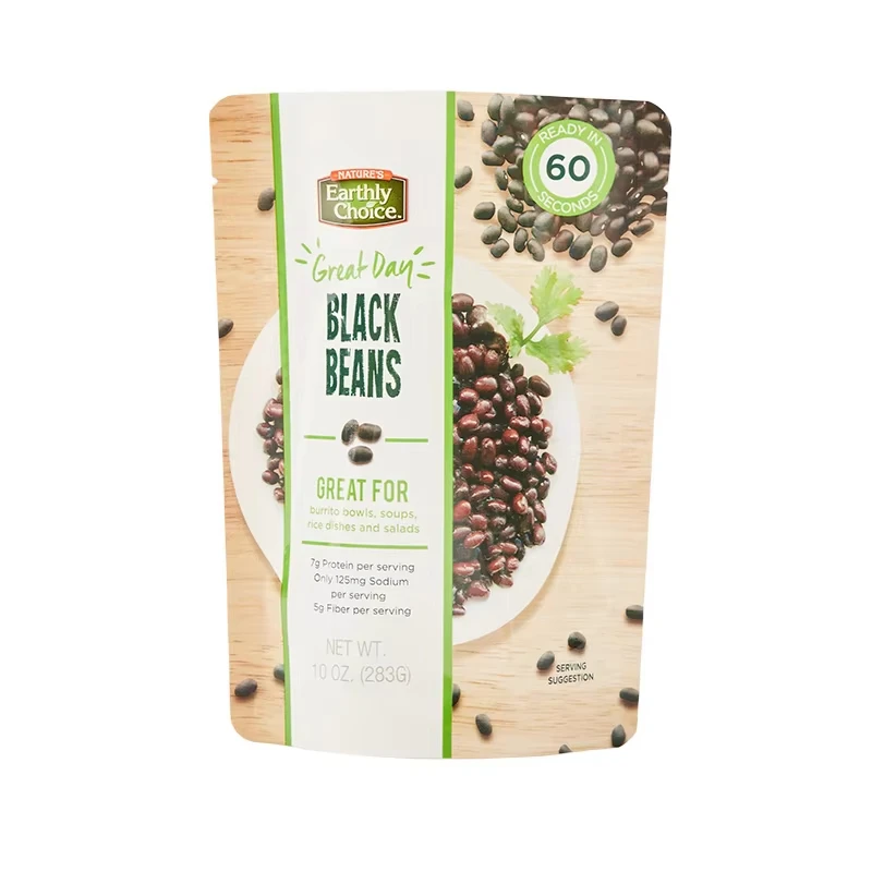 Cooked black bean packaging aluminum foil plastic laminated vertical cooking bag, can steam pre cook food