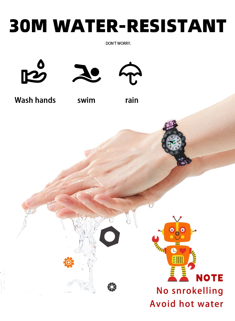 Outdoor Waterproof Sports LED Alarm Stopwatch Band Watch for Kids 3-10 Years Analog Dial Fashionable Buckle Clasp Boys Girls