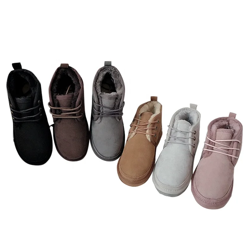 
2019 boots women shoes black pink ankle sheep fur working casual boots for lady 