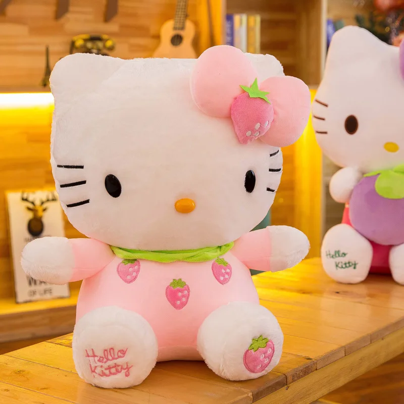 Cartoon Sanrio Hello Cat Plush Kawaii Heart Cats Plush Dolls Stuffed Animal Toy Super Cute Pink Kitten Pillow Gifts for Kids