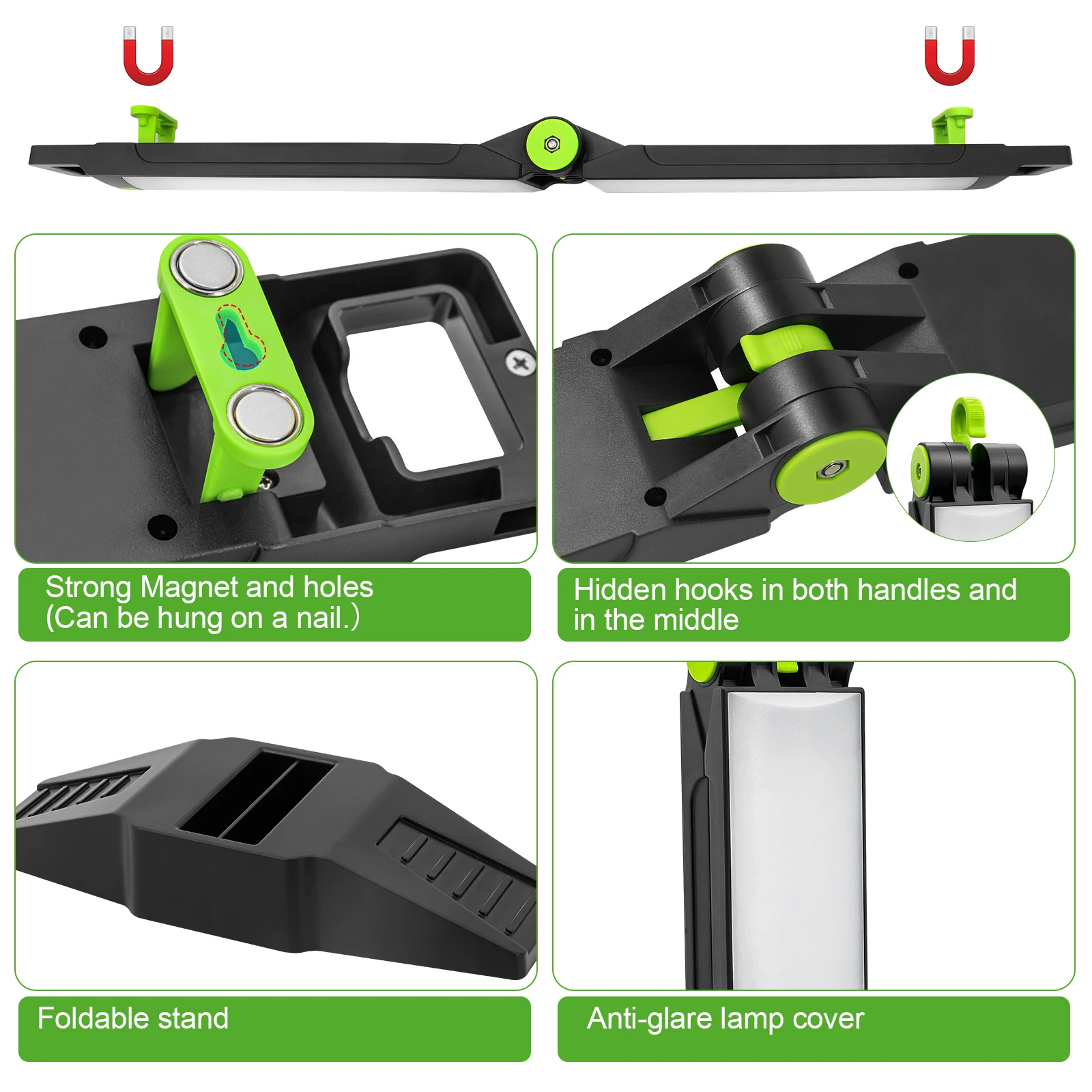 1200LM Multifunction 15W Led Temporary Work Light Rechargeable Battery Work Light With Cable