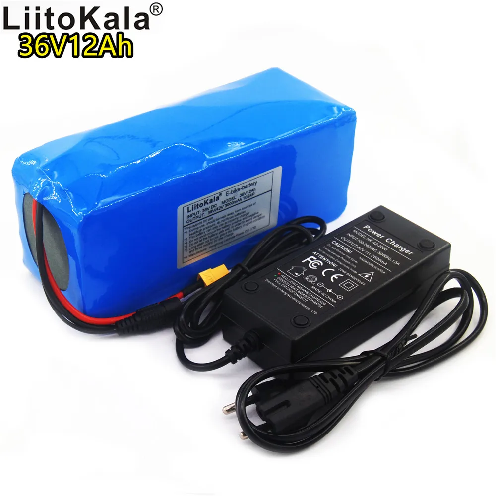 
LiitoKala 36V 12AH Electric Bike Battery Built in 20A BMS Lithium Battery Pack 36 Volt with 2A Charge Ebike Battery XT60 
