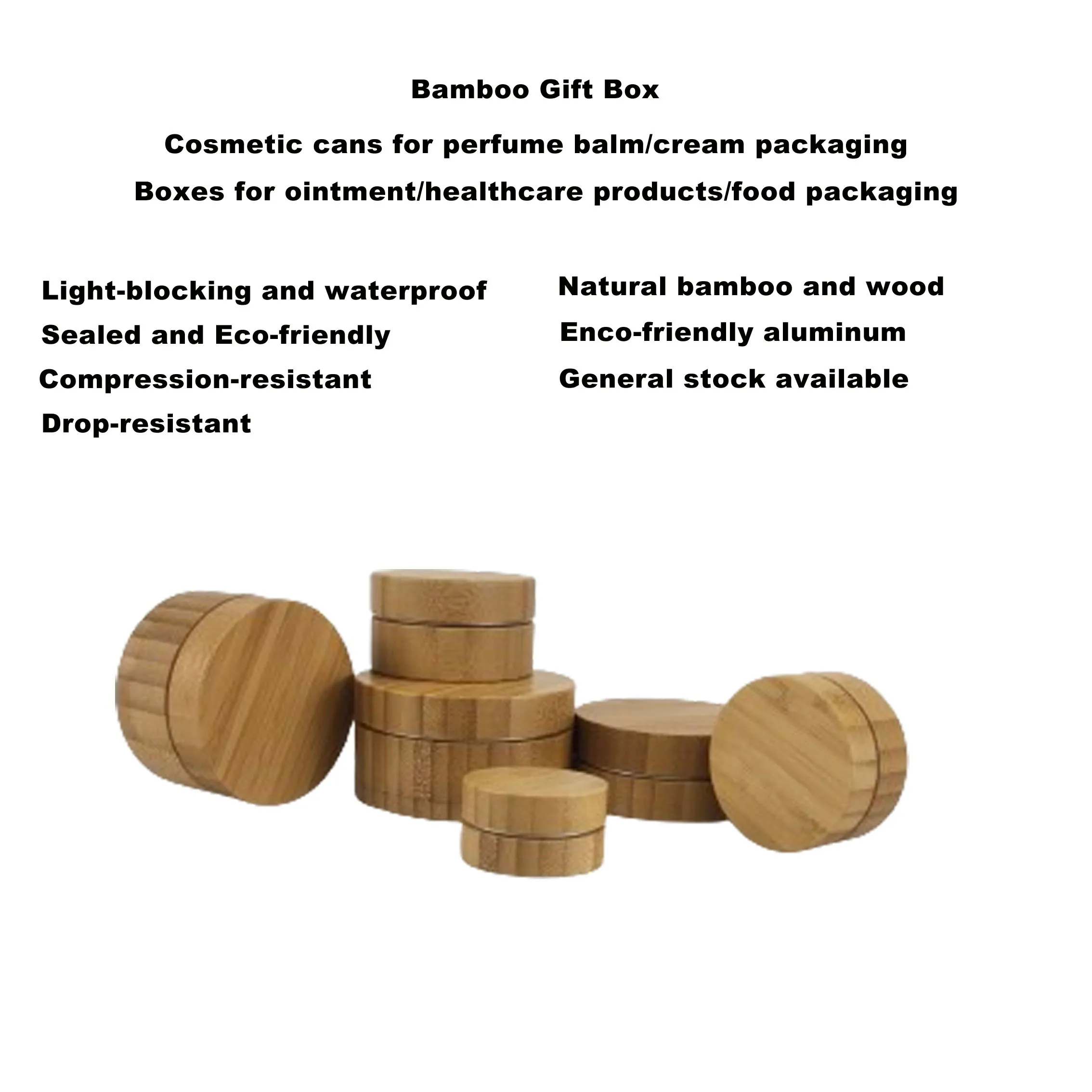 Customized 50g Bamboo Beauty Container Wooden Jar with Aluminum Lid Metal Aluminum Cosmetic Packaging for Face Cream