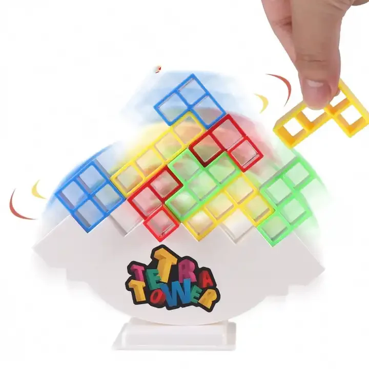 48pcs Balance Stacking Toys Perfect Stack Attack Block Puzzle Game Board Team Tower Game Stacking Blocks Balance Game for Kids