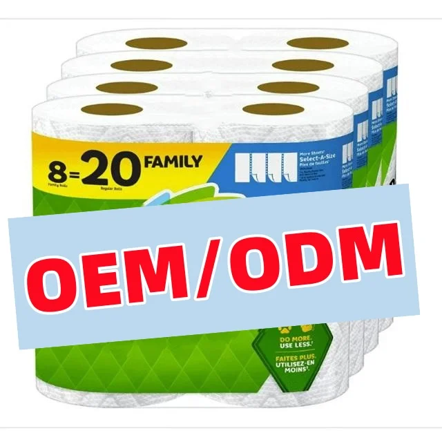 Popular Sale Eco-friendly Disposable Wood Pulp Roll Paper Kitchen 2 Ply Kitchen Paper Towel For Restaurant