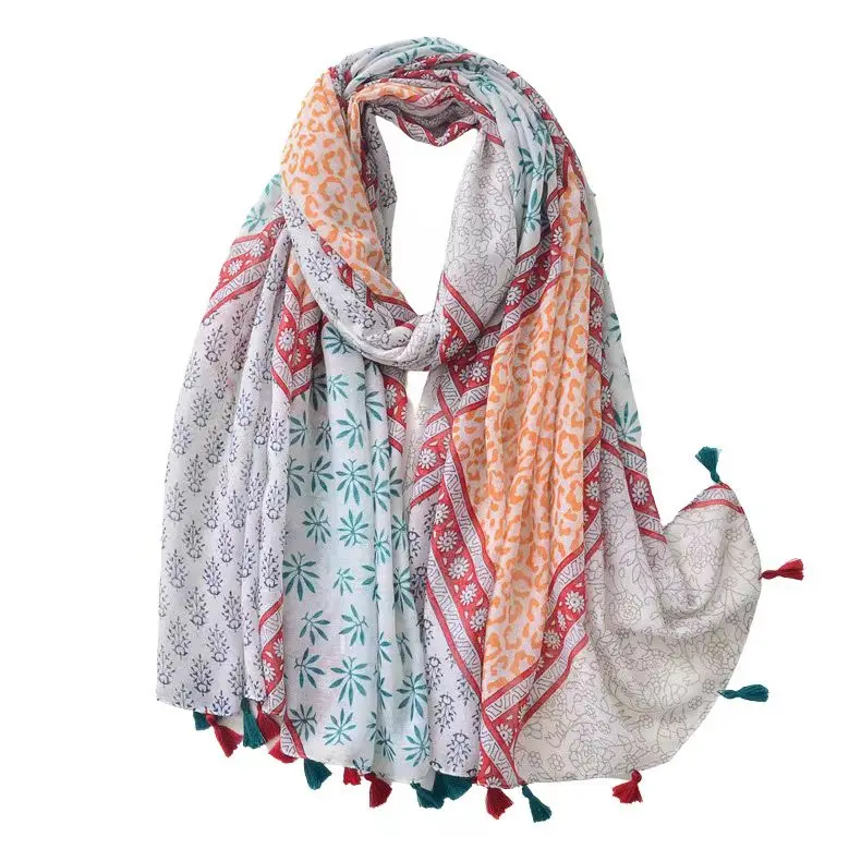 Manufacturer Girls Shawl Summer Stylish Sunscreen Scarves Viscose Floral Printed Scarf