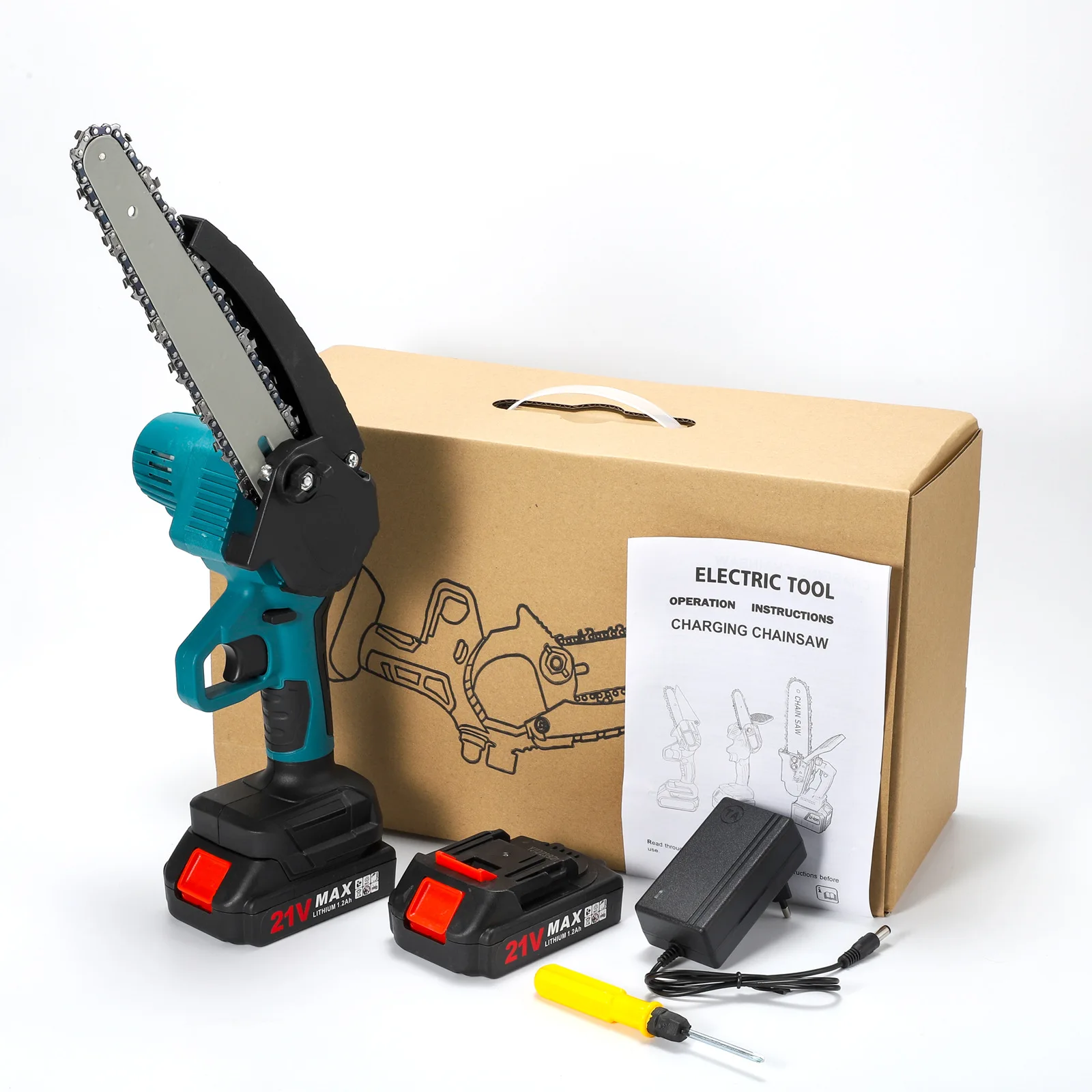 small lithium mini powered chain saw battery operated cordless electric chainsaw with battery and charger