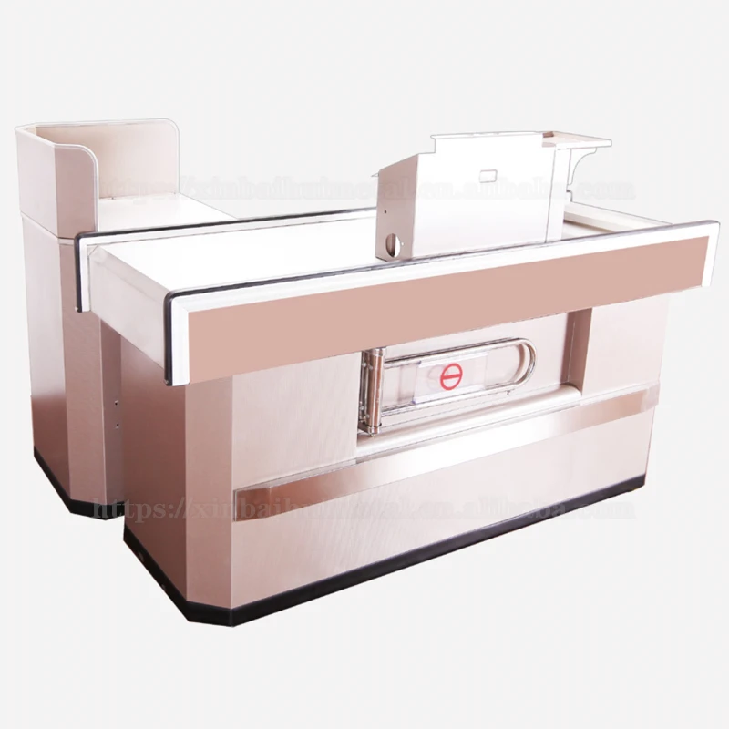 Fresh Supermarket Cashier Counter Wholesale Small Simple Modern Stainless Steel Cashier Counter Front Desk Cashier Desk