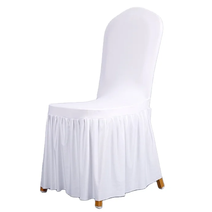 Stretched Spandex Wedding Chair Cover Plain with Skirt for Wedding Party Hotel BY220006 High Quality Cheap White and Black
