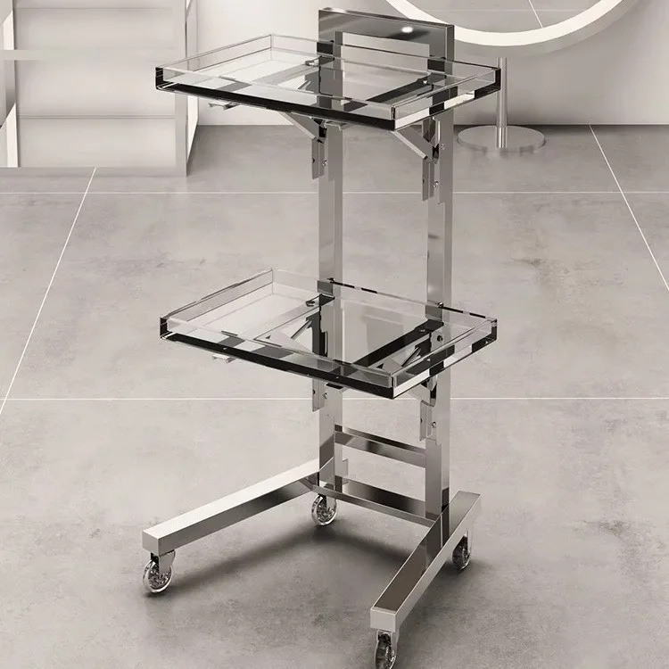 Wholesale Salon Furniture Hair Salon Trolley Hairdressing Fashion Foldable Trolley with Two Layers
