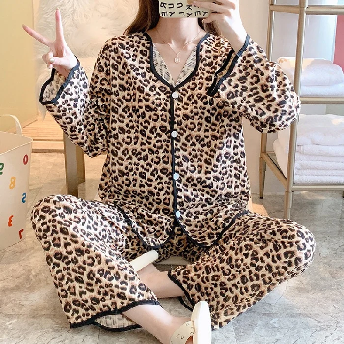 China Fancy Pijama Winter Loungewear Pijama Mujer Nightwear Shirts Pyjama Milk Silk Long Sleeve Pajama Two Piece Sleepwear Set