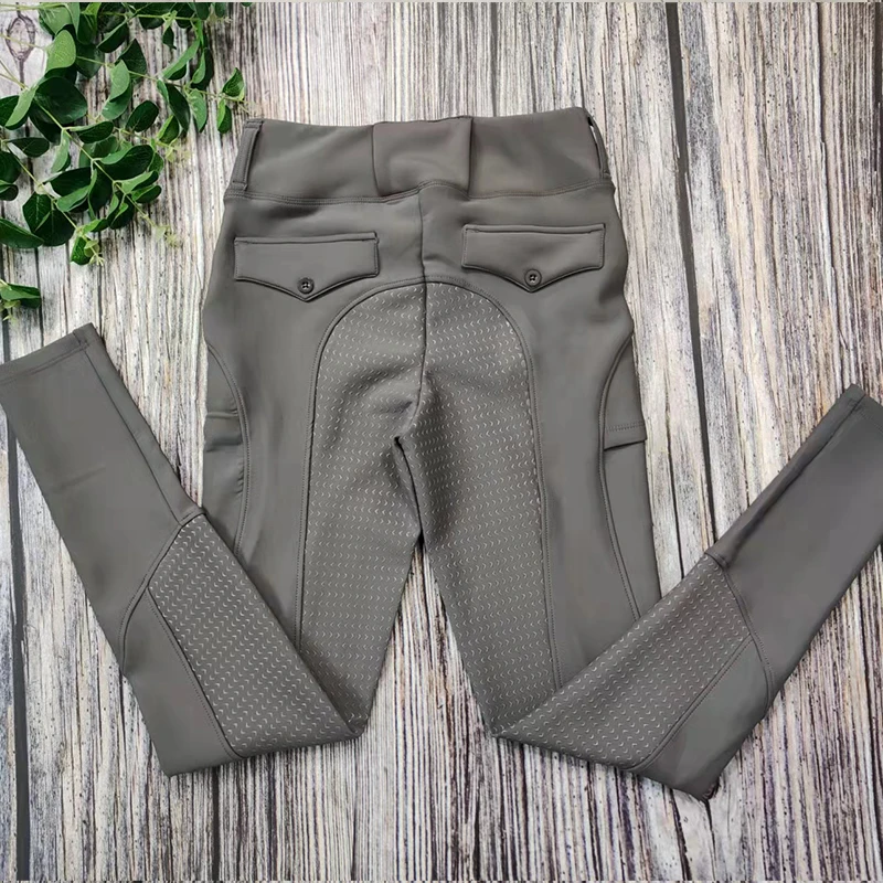 Gray Women Winter Fleece Equestrian Delights Leggings Racing Breeches Equestrianism Pants Polyester Horseback Riding Clothing