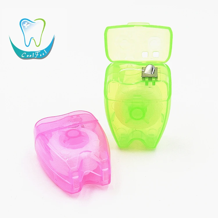 High quality 50m coolfeel mint waxed dental floss keychain shape