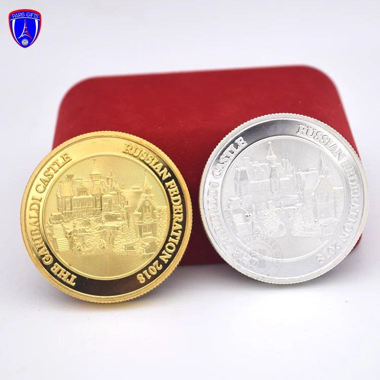 Shenzhen Factory Custom Stamping Souvenir Antique Metal gold coins bullion with castle design
