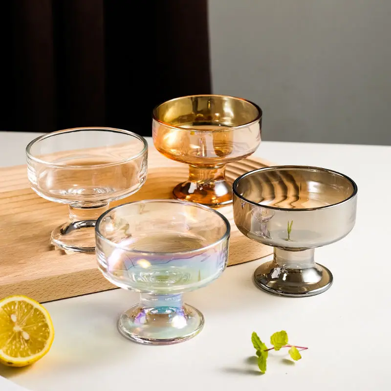 Cheap Factory Discount Amazon Hot Amber Large Glass Mixing Bowl Round Salad Glass Ice Cream Bowl