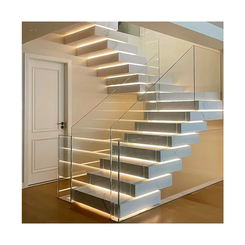 Quality Assurance Wooden Tread Stairs Outdoor Decorative Staircase With Wood Treads Floating Staircase