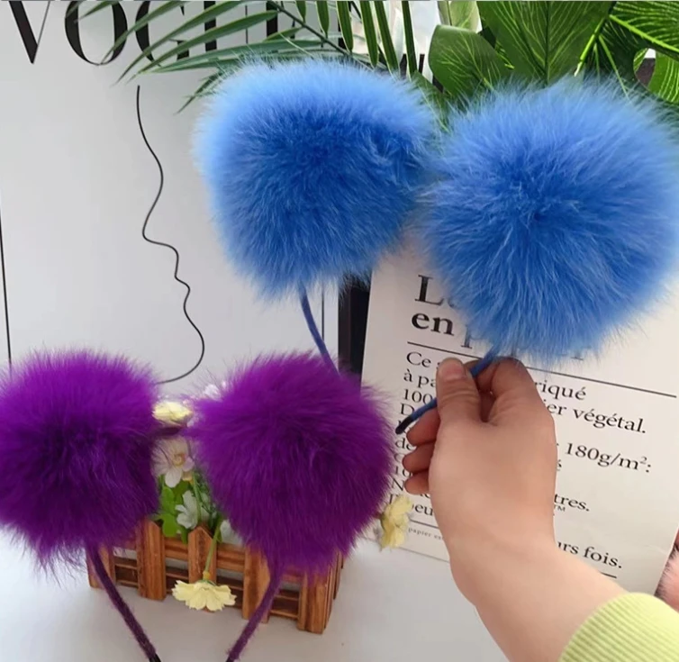 Real fox fur Furry Cats Ears Headband Foxes Ears Realistic Plush Animal Ears Headdress Gothics Accessory Cosplays Celebrations