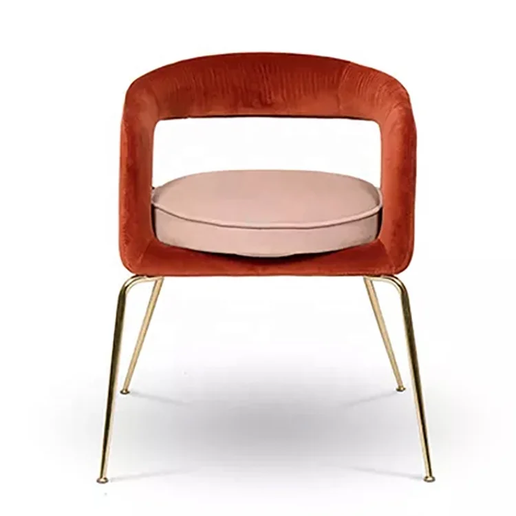 Hot sale modern dining room furniture upholstered luxury metal leg velvet dining chair