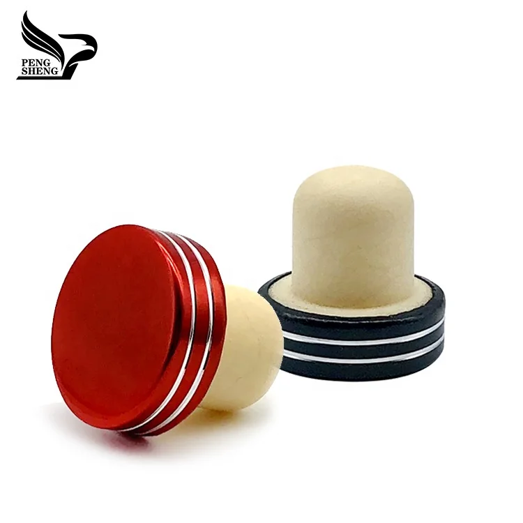 Wholesale Custom Colorful Synthetic Cork Stopper Glass Bottles Metal Aluminum Cork Wine Bottles Customized Logo Bottles Caps