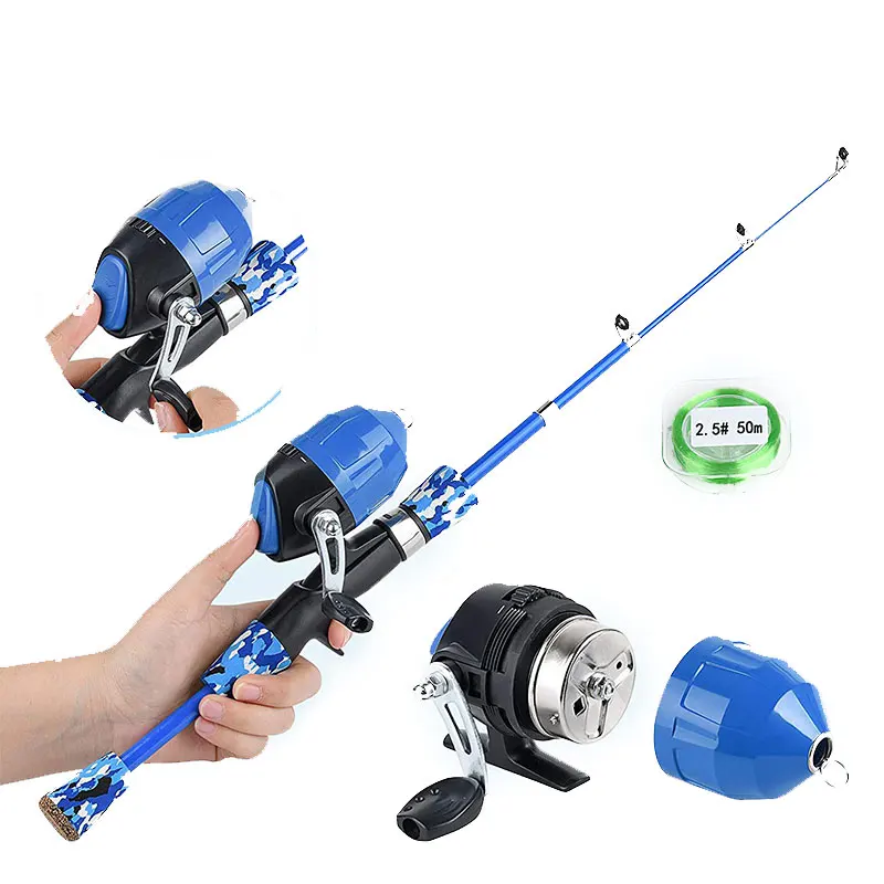 Cheap Custom Lure Fishing Set for Children Fishing Rod Reel and Lure Combo Fiberglass Spinning Casting Rod
