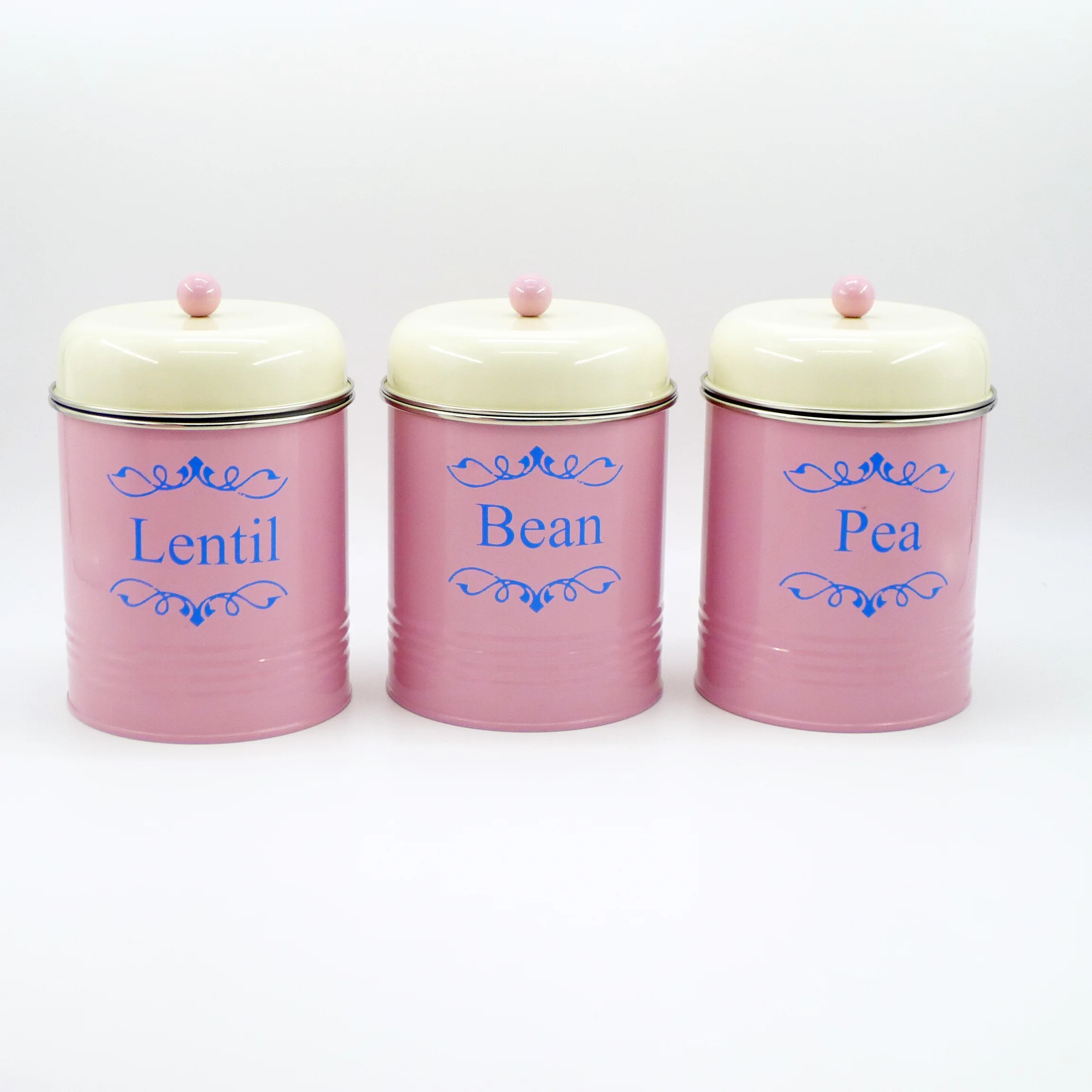 Custom Small Metal galvanize Kitchen counter Spice Storage Jars Set container Sugar Coffee Tea Canister Sets with lid