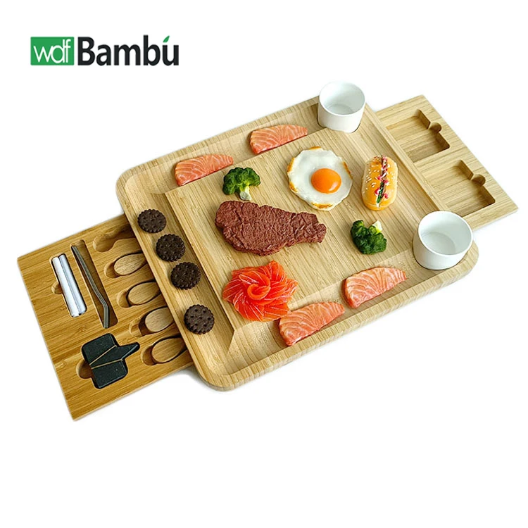 WDF Factory Custom cheese board knife set with wood bamboo handle charcuterie board tabla de queso bamboo cheese boards