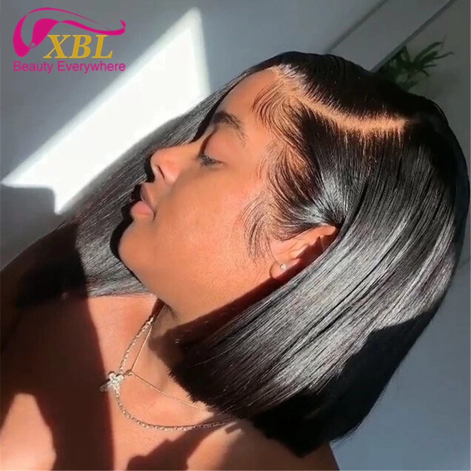 XBL New Fashion virgin cuticle aligned closure wigs, straight bob human hair wigs 4x4 lace closure, Brazilian closure bob wig