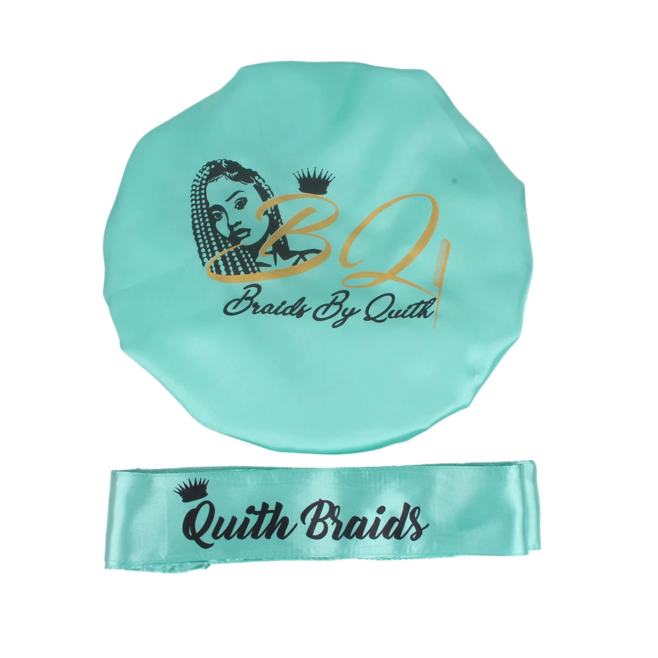 Двухслойный однотонный атласный шарф для волос с логотипом на заказ дизайнерская атласная шелковая шляпа сна окантовкой женщин