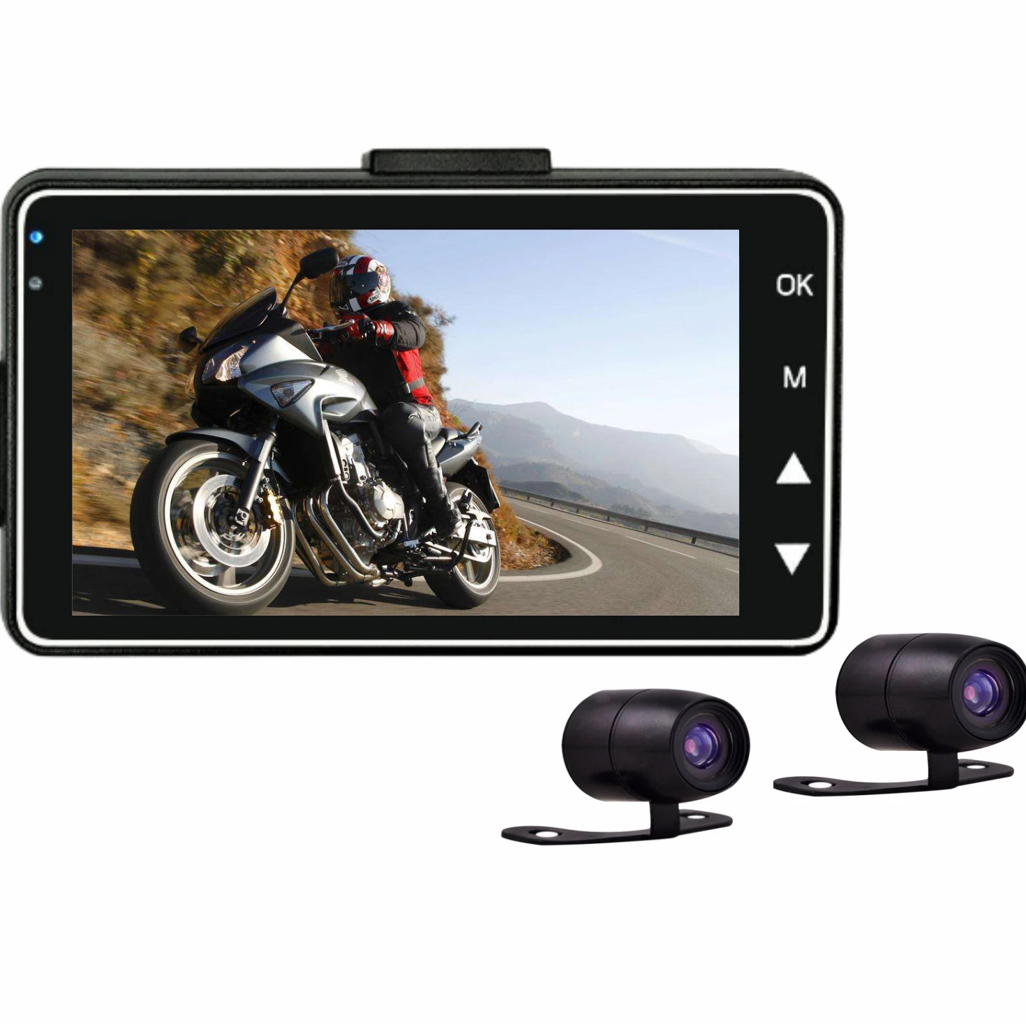  Vanci HE300 HD 720P Two Lens Waterproof 3.0' Video Recorder Motorcycle Dash