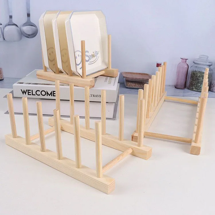 kitchen wood plate drying rack display stand wwod dish drainer wooden plate rack