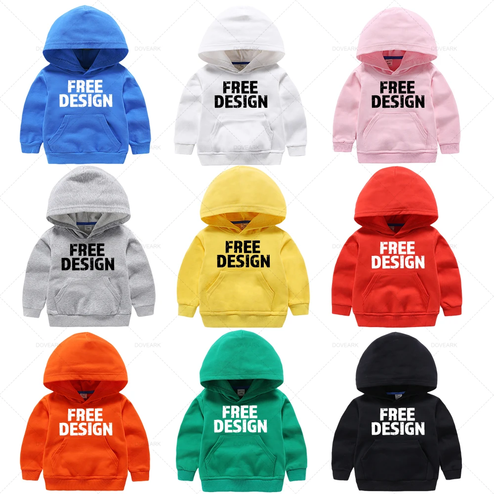 Custom Free Design Logo Little Baby Boy Girl Hoodies Children Tracksuits Clothing  Kids Jacket Sweatshirt Hoodie With Fleece