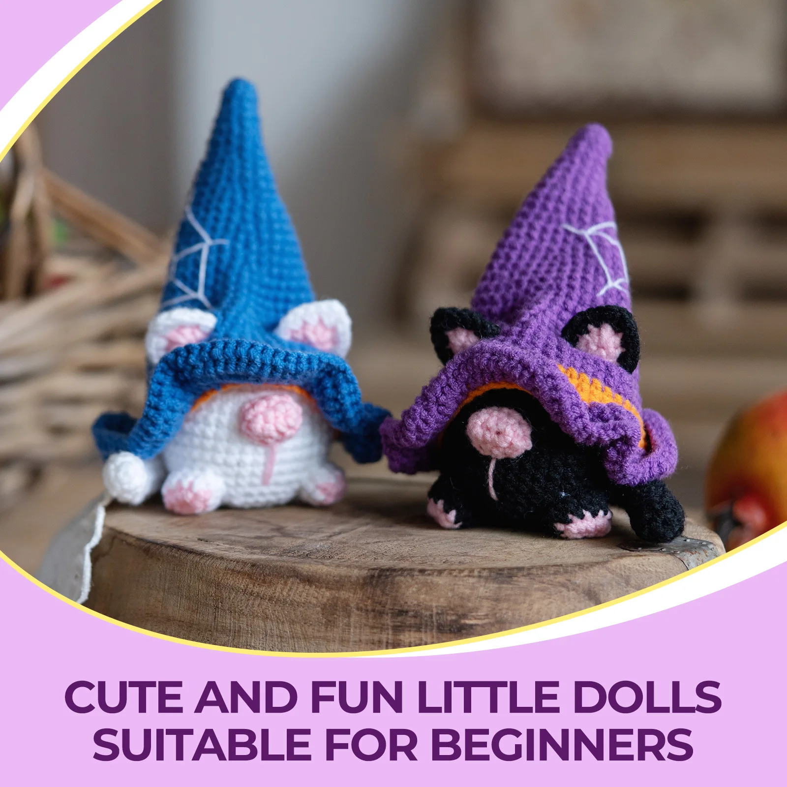 Halloween Cat DIY Knitting Crocheting Crafts Beginners Crochet Kit for Adults with Step-by-Step Video Tutorials