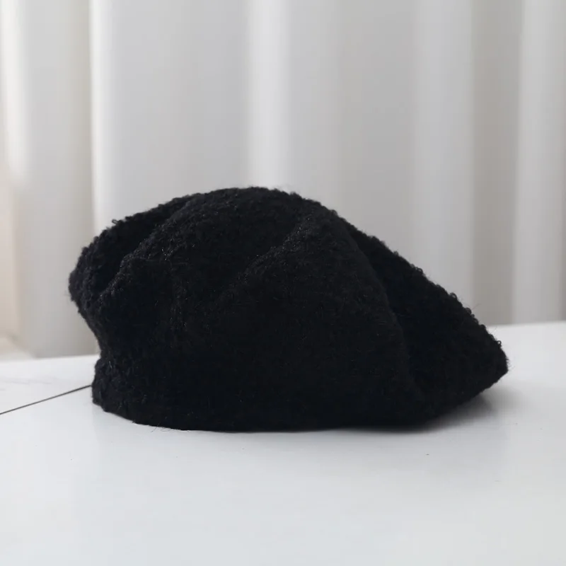2022 Hot Wholesale Ladies Wool Hat Fashion winter Beret Hat Elegant Styles Pure Color Knitted Hat