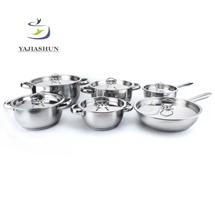 Wholesale 12 pcs Stainless Steel Cooking Pot and Pan Set Stainless steel Milk Pot Stoup Pot Fry Pan Cookware Set