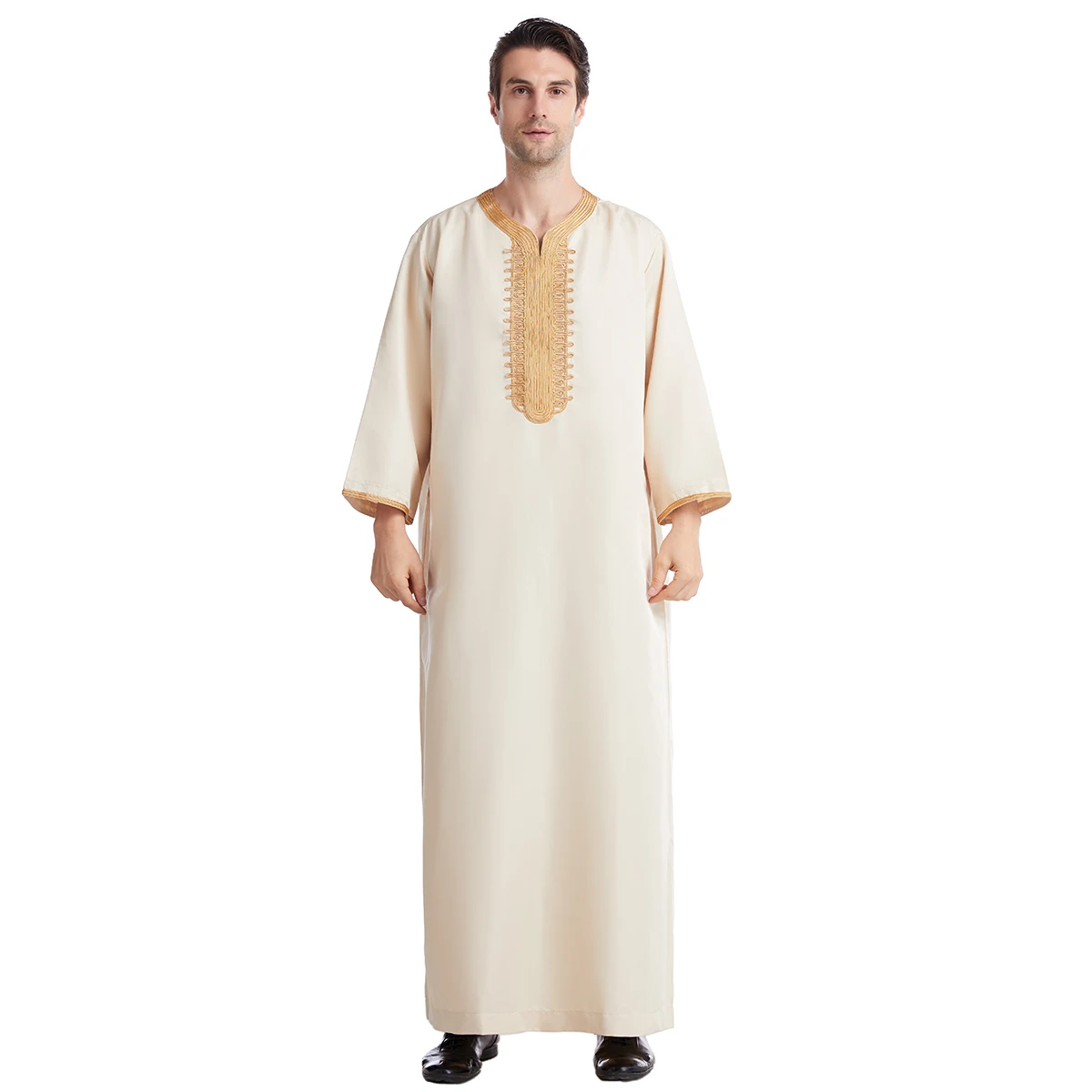 Wholesale All Season Quality Modern Middle East White Color Arabic Jubbah Daffah Qatar Robes Kurta Muslim Men Islamic Clothing