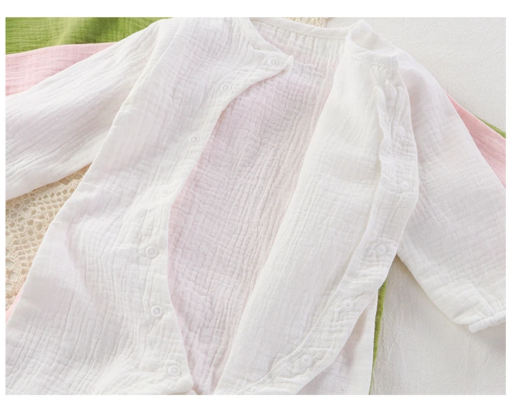 Wholesale White Long Sleeves Muslin Baby Onesies Clothing Set 2 Pcs Romper Europe with Matching Hat Muslim