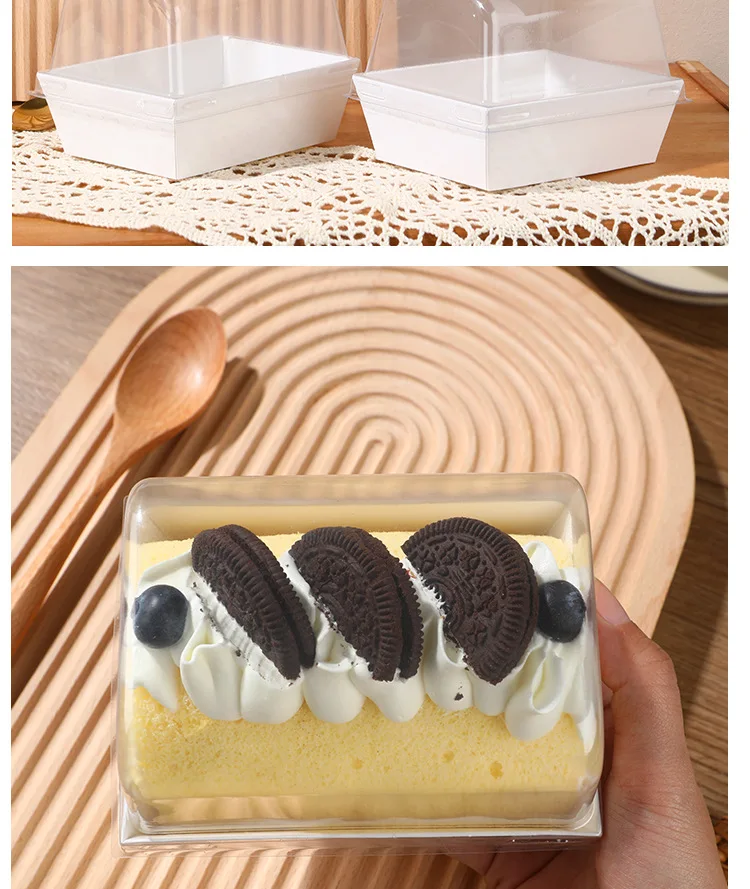 Disposable Plastic Lid Kraft Paper Printing Tiramisu Slice Cake Box for Baking and Food Storage