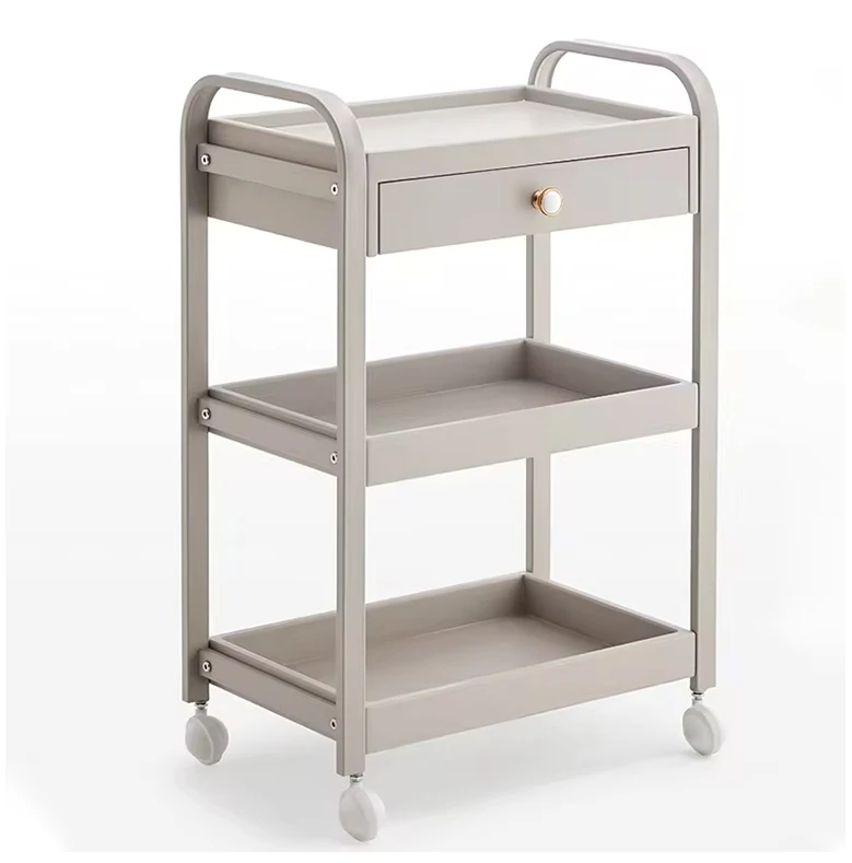 China Factory Direct Supply High Quality 3 Layers Cart Storage  Beauty SPA Cart Hair Metal Salon Trolley with 4 wheels