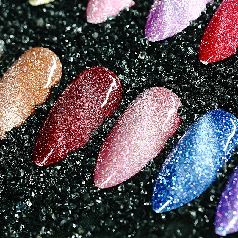 Shiny Crystal Nail Polish High Quality 18 Colors Reflective Cat Eye Gel Nail Polish