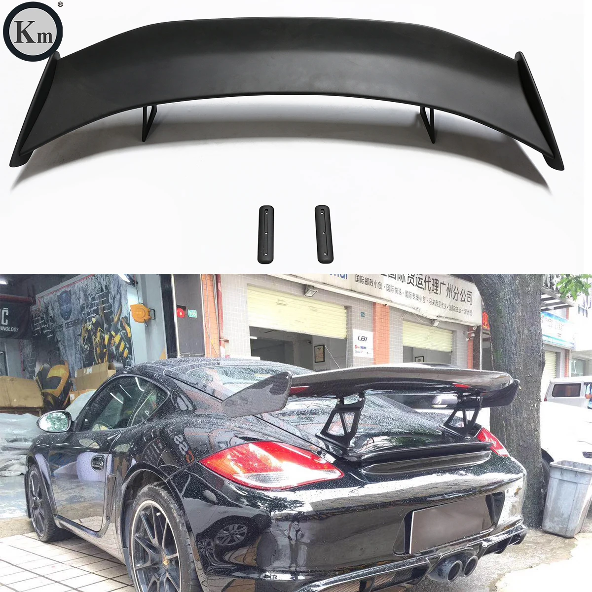 KM for Porsche 981 987 718 models FRP material  roof spoiler top wing rear spoiler